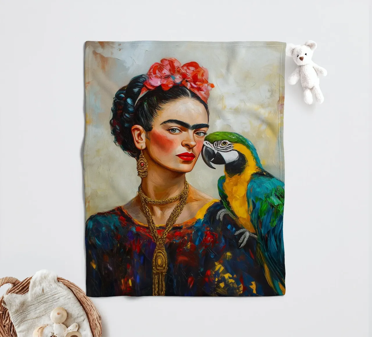 Frida Pappagalli colorati amore coperta in pile da Carinaprint
