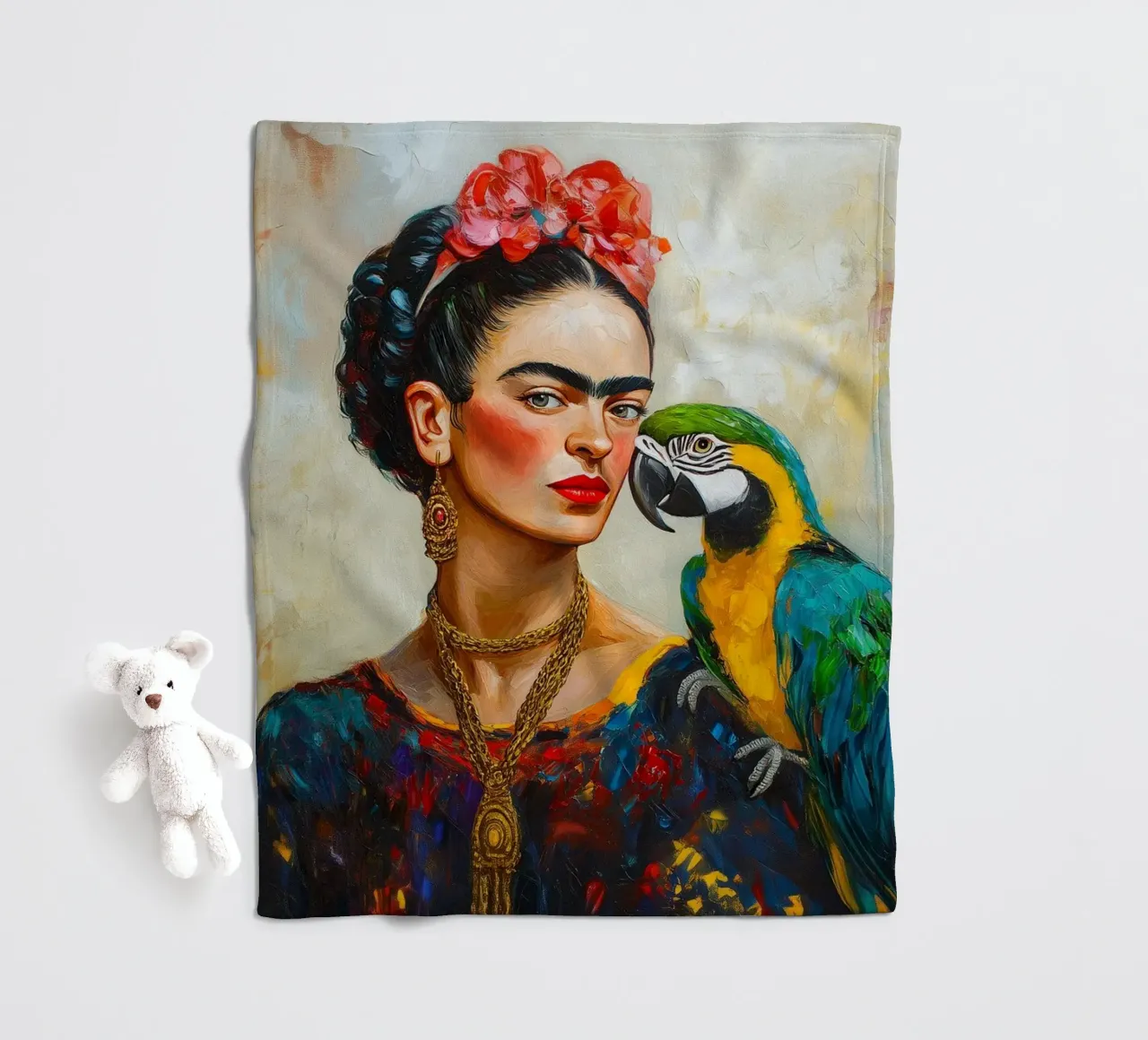 Frida Pappagalli colorati amore coperta in pile da Carinaprint