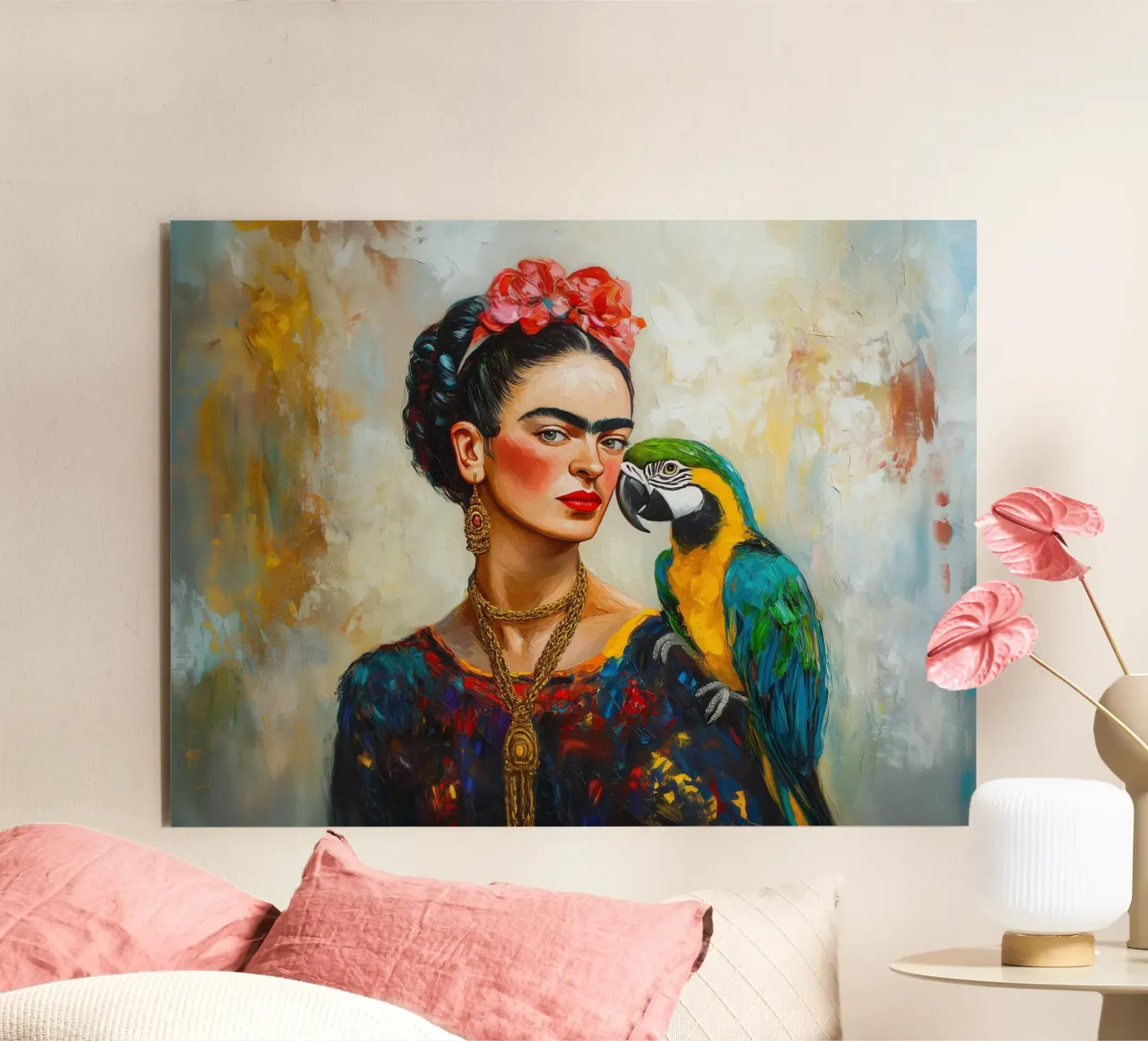 Frida Colourful parrots love forex plate by Carinaprint