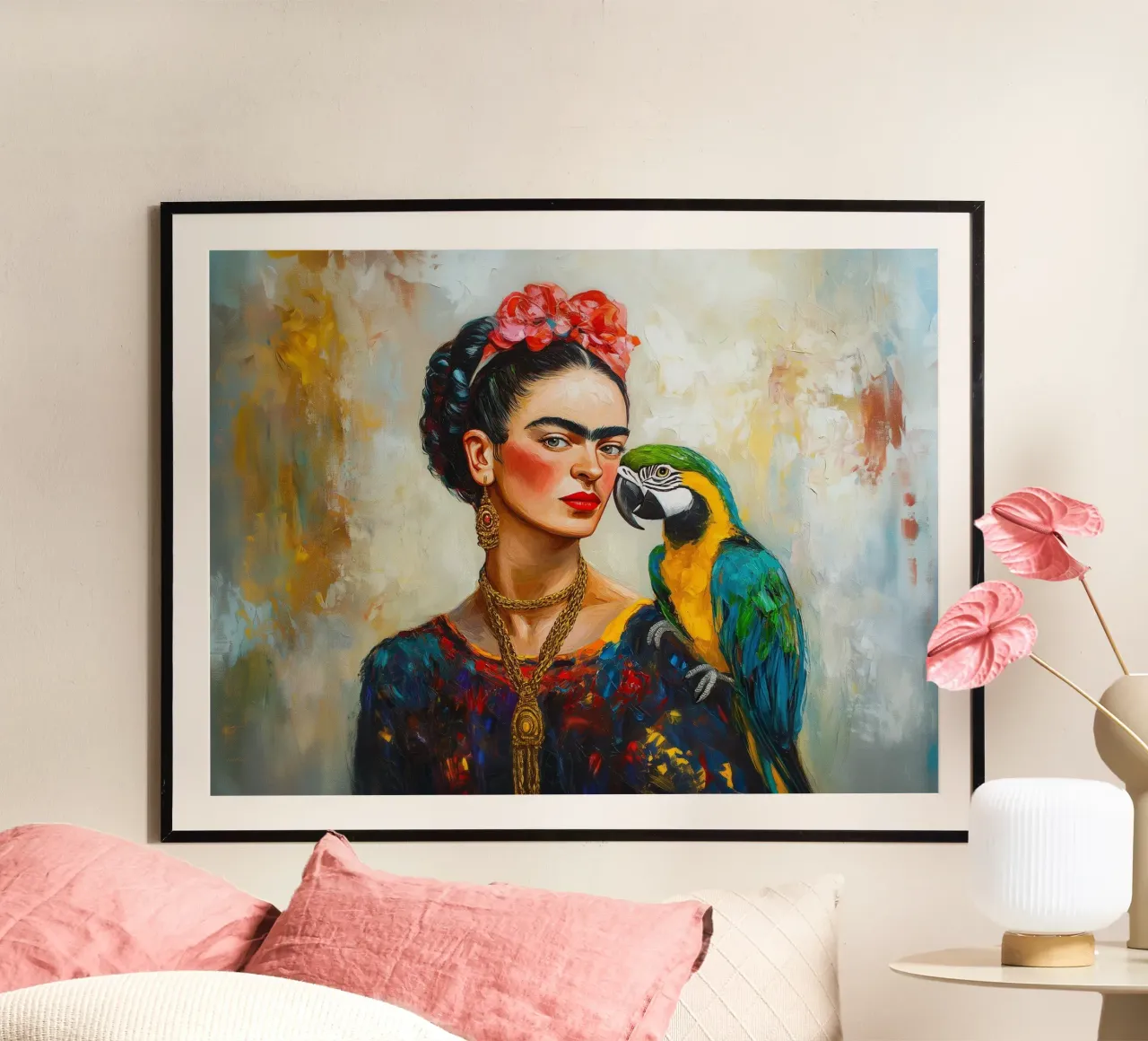 Frida Colourful parrots love hahnemühle by Carinaprint