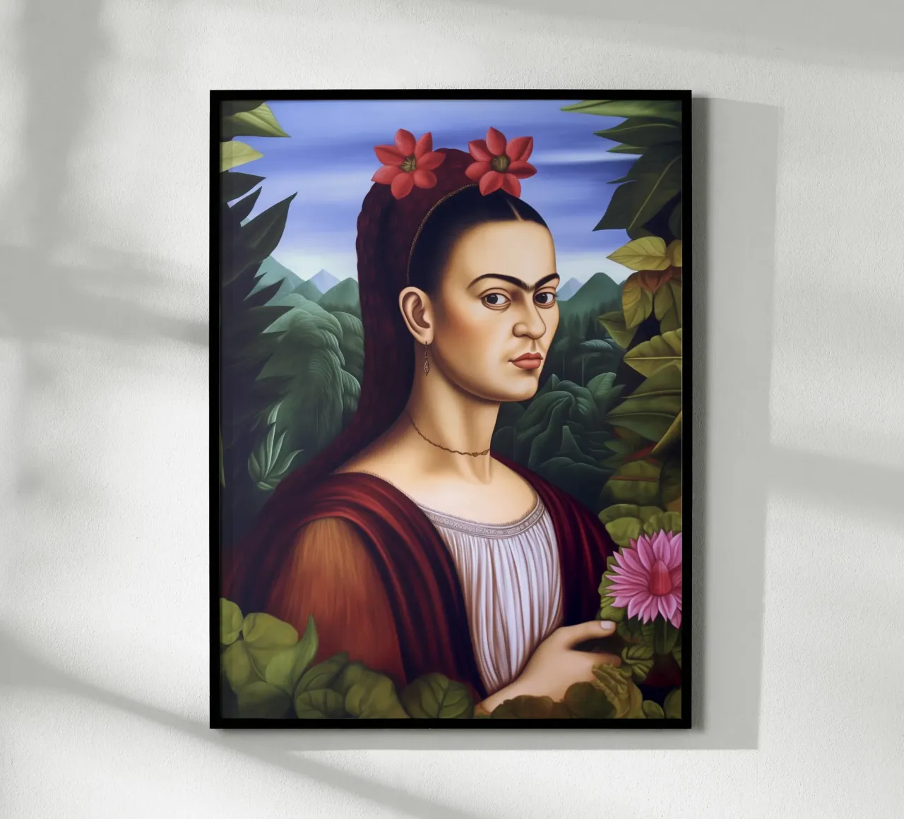 Frida Florale Pittura d'epoca poster con telaio in legno da Carinaprint