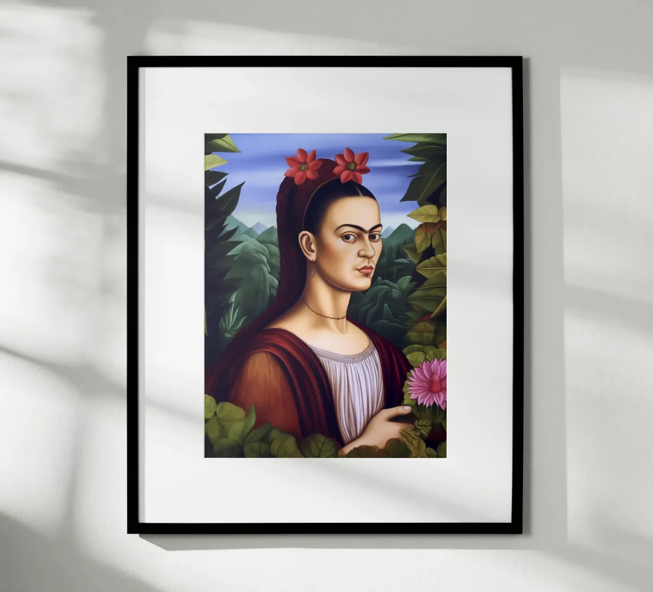 Frida Florale Pittura d'epoca poster con telaio in legno da Carinaprint