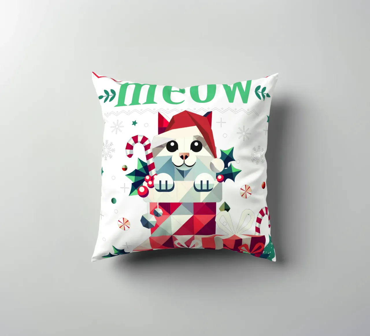 Chat espiègle en chaussette - Ugly Christmas Style coussin de namosh