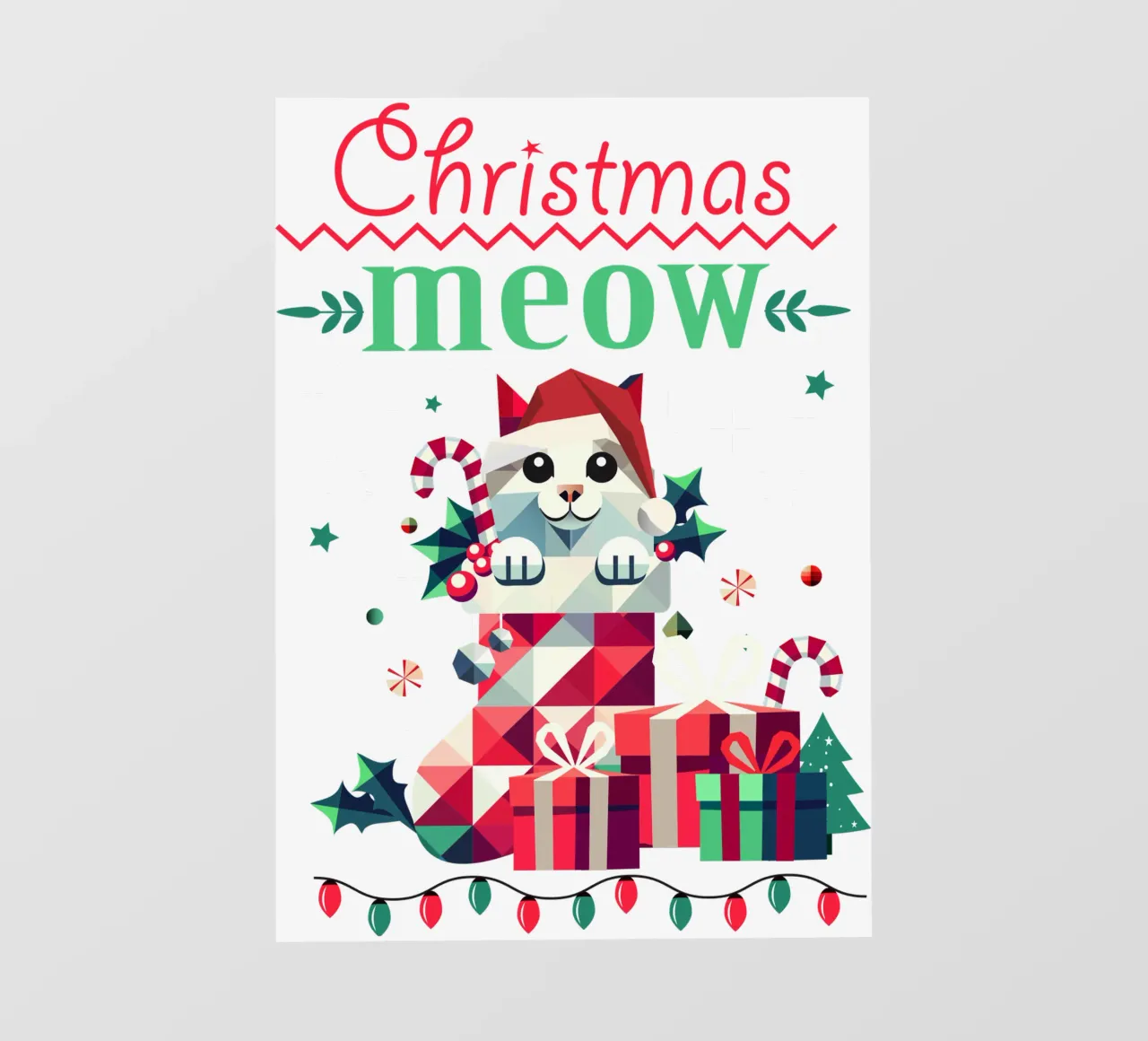 Playful cat in a stocking - Ugly Christmas style backlit film by namosh