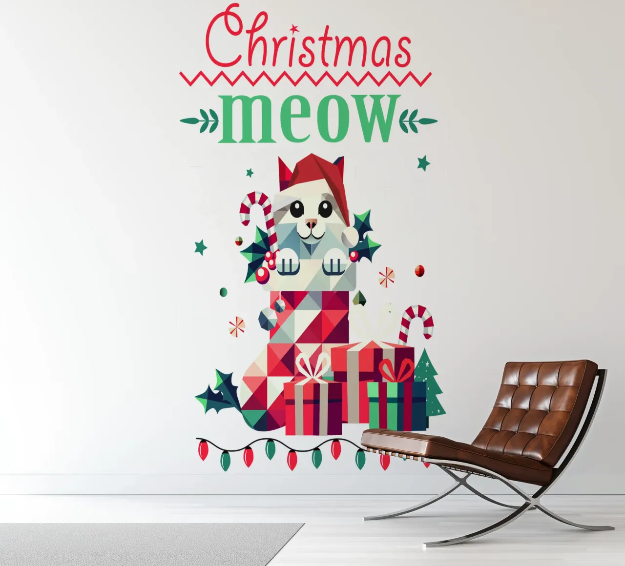 Playful cat in a stocking - Ugly Christmas style photo wallpaper by namosh