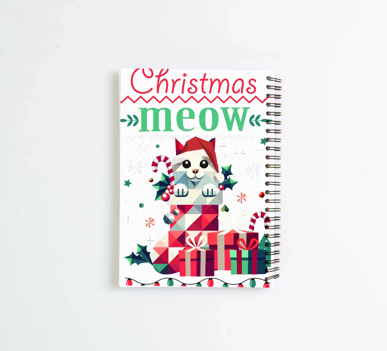 Playful cat in a stocking - Ugly Christmas style spiral notebook by namosh