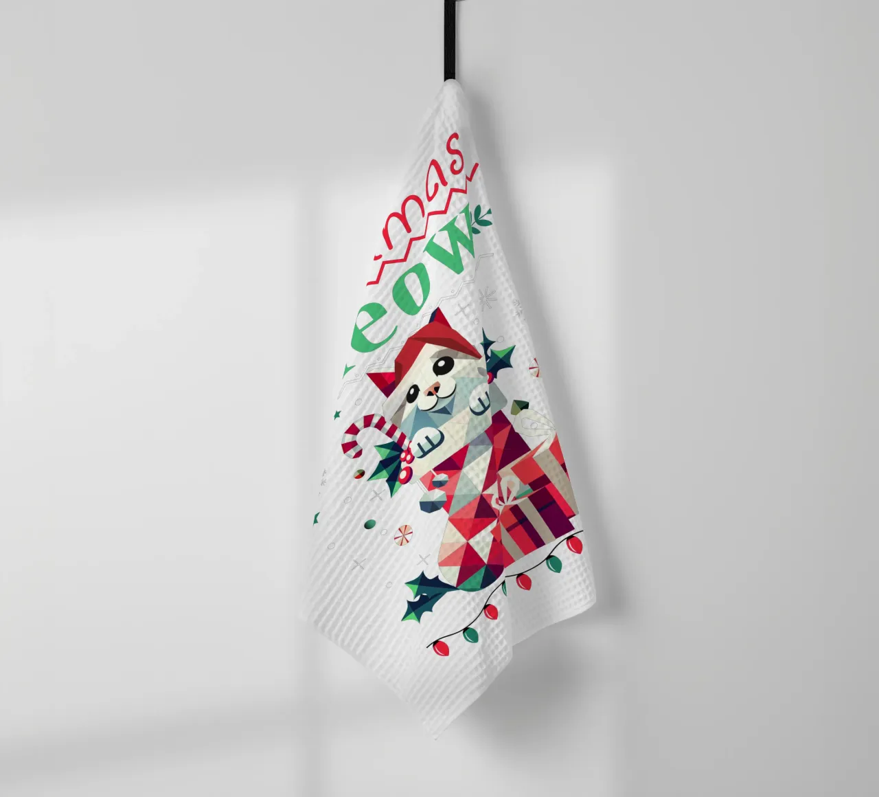 Chat espiègle en chaussette - Ugly Christmas Style torchon de namosh
