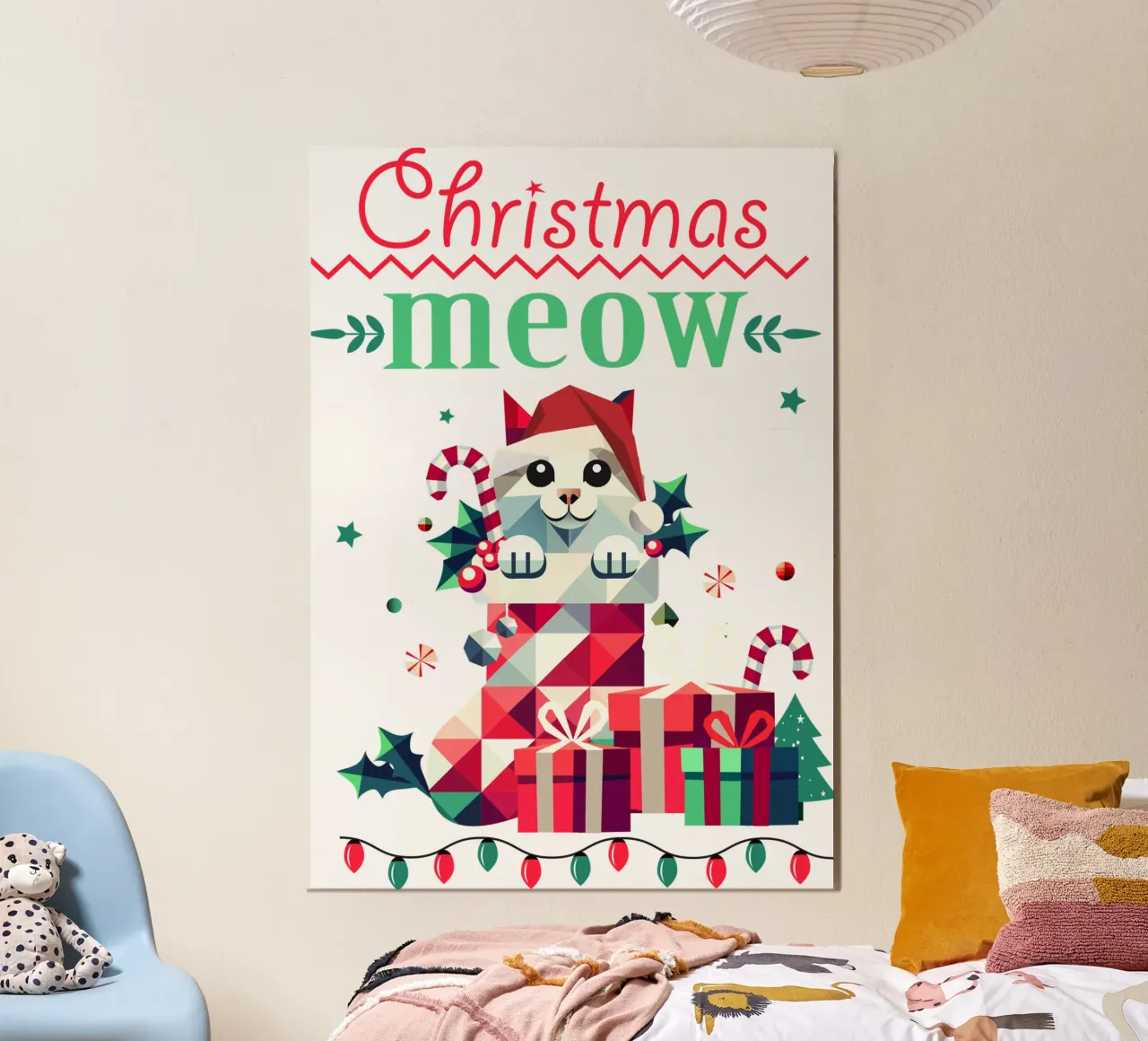 Playful cat in a stocking - Ugly Christmas style hahnemühle by namosh