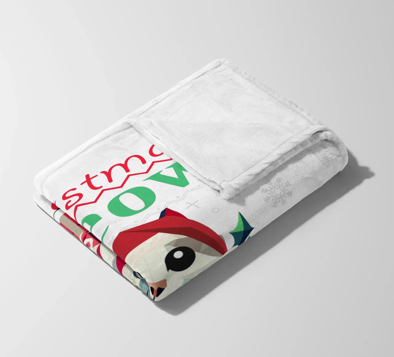 Playful cat in a stocking - Ugly Christmas style fleece blanket by namosh