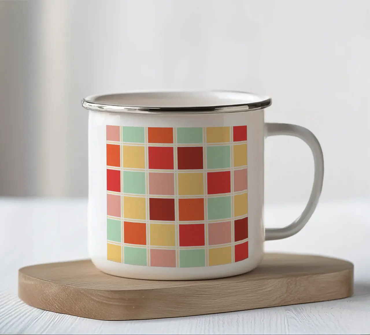 Retro Plaid Karo tazza in smalto da BAINAI