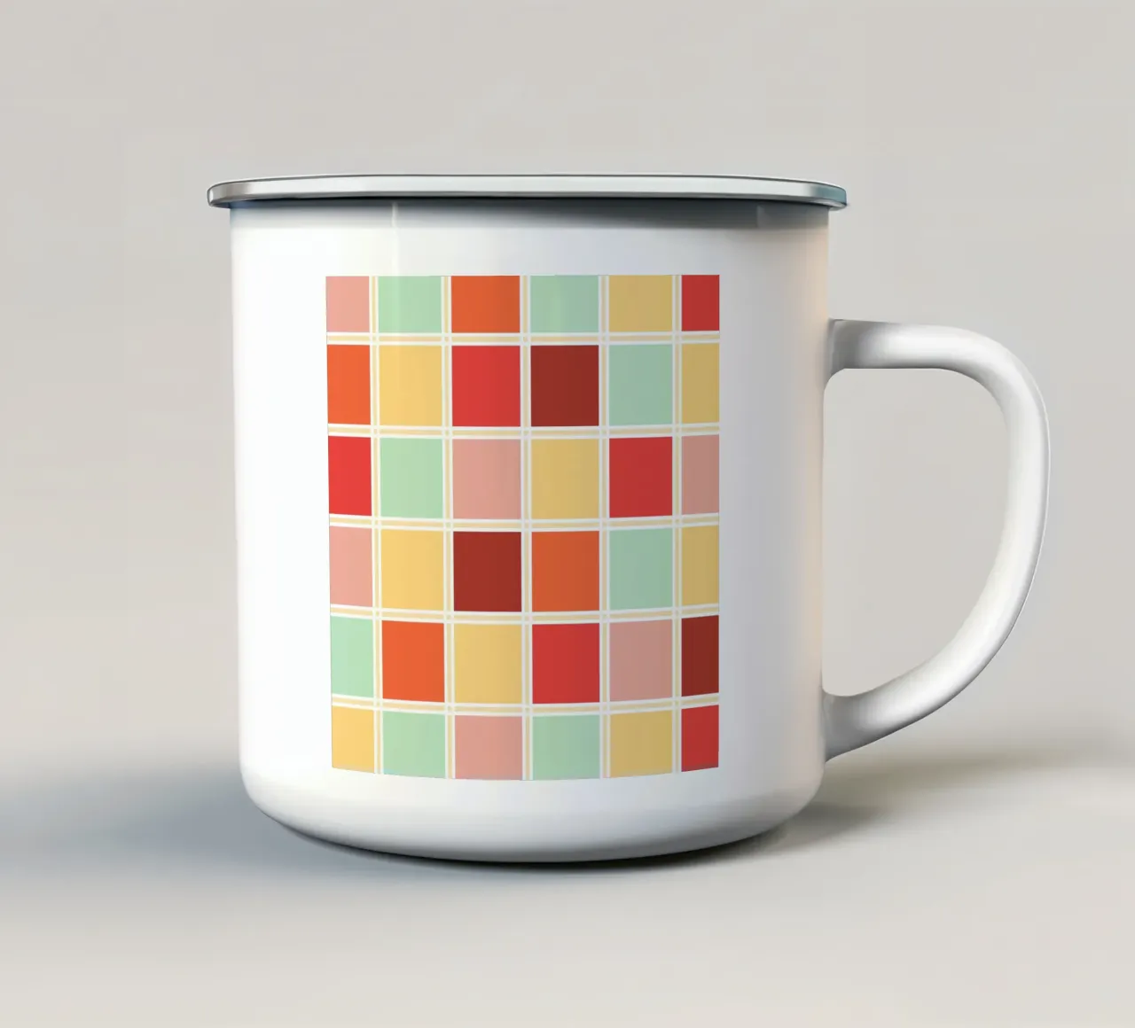 Retro Plaid Karo tazza in smalto da BAINAI