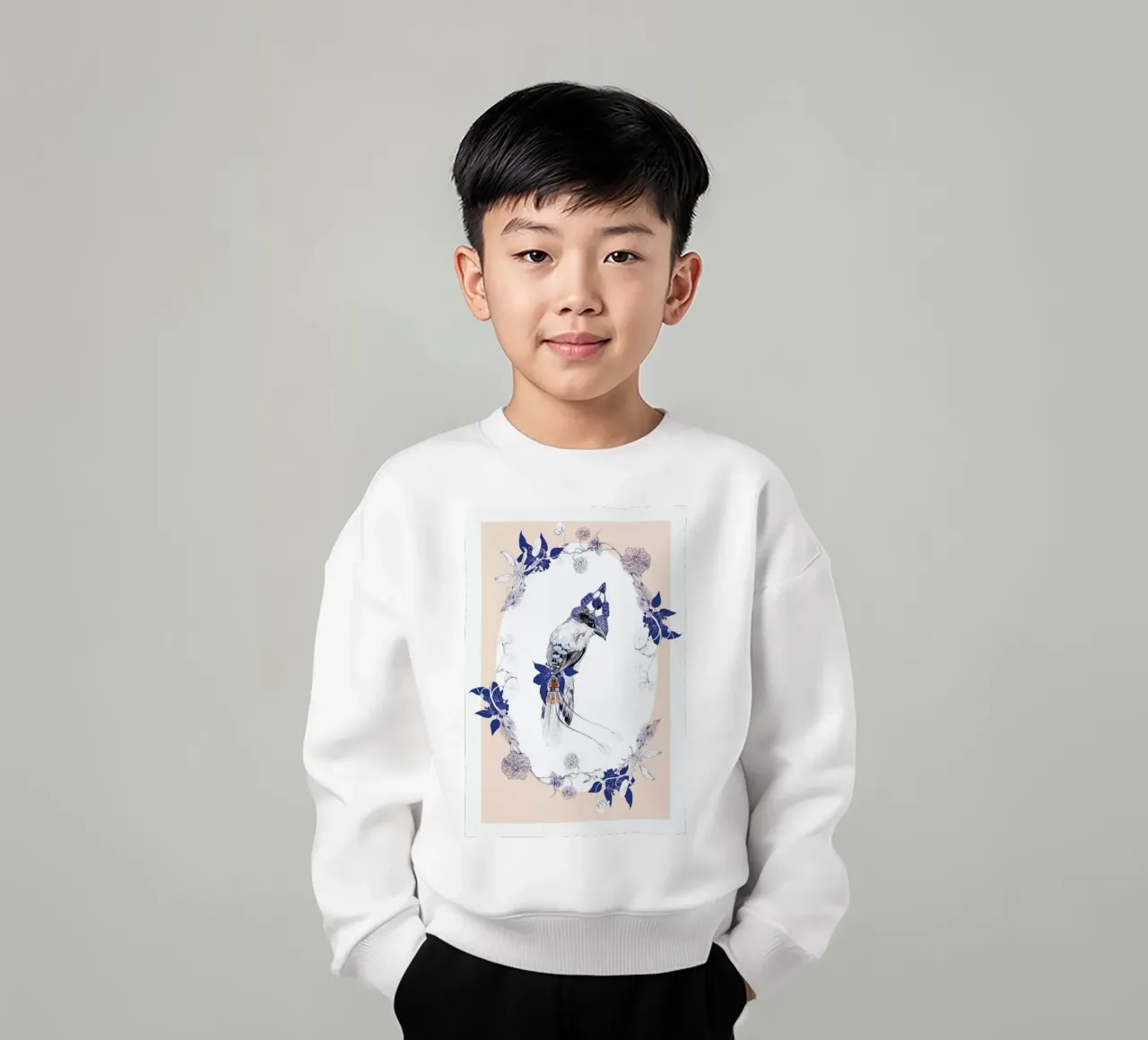 Magpie Bird Pink felpa bambino da La Scarlatte