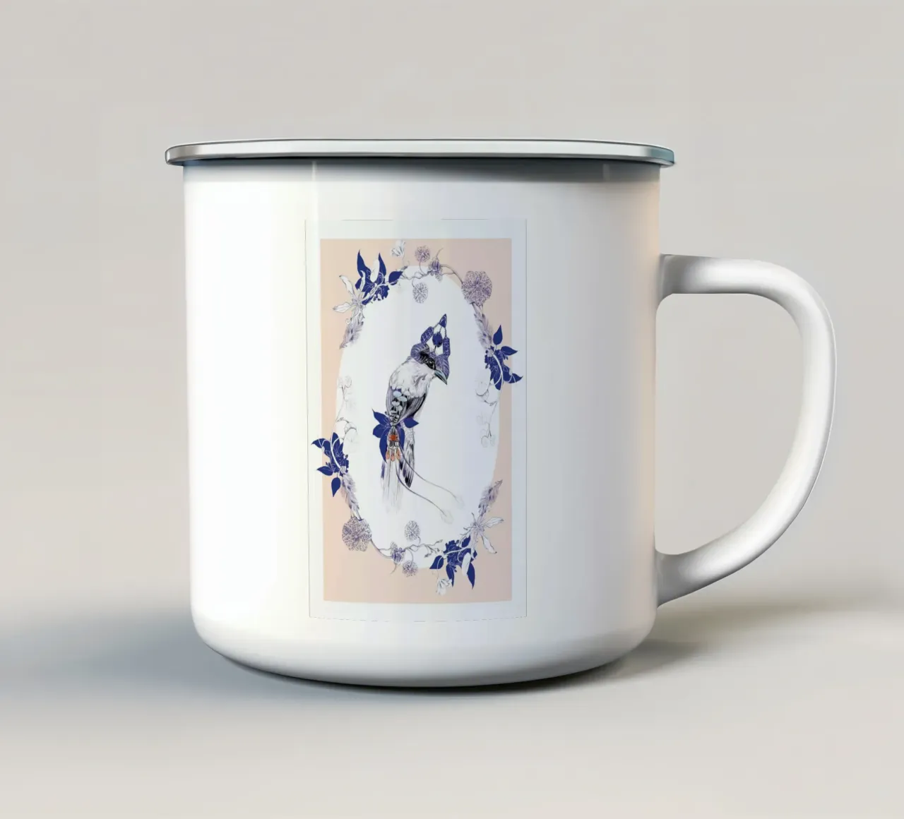 Magpie Bird Pink tazza in smalto da La Scarlatte