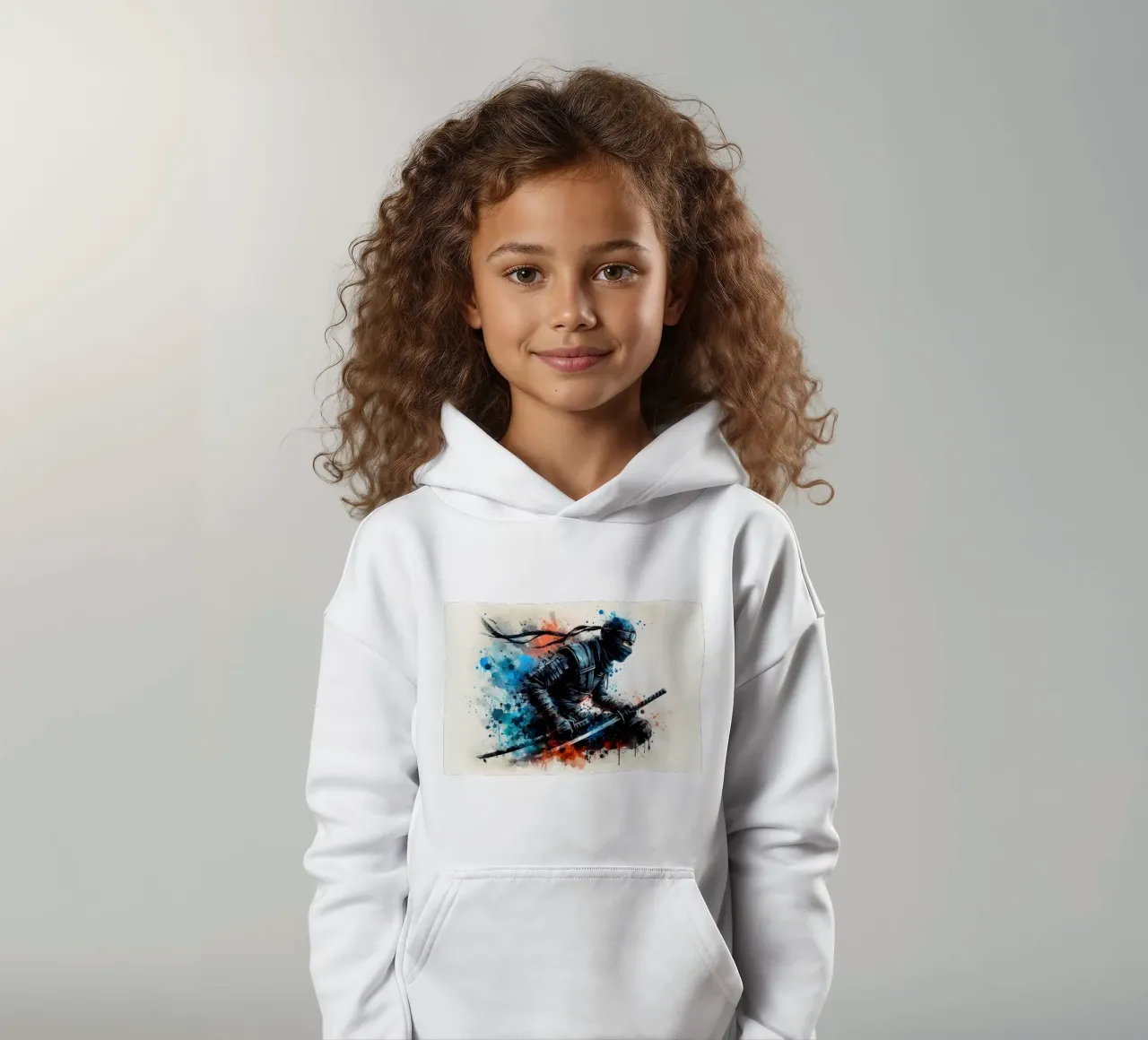 watercolor of a ninja warrior kids hoodie by 🎁 ARTVI-SHOP