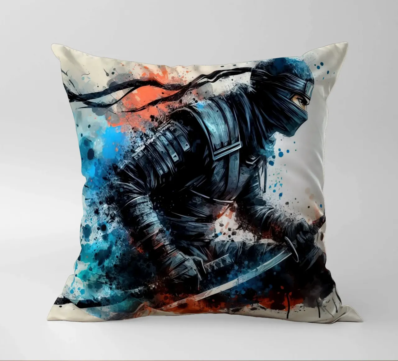 acquerello di un guerriero ninja cuscino da 🎁 ARTVI-SHOP