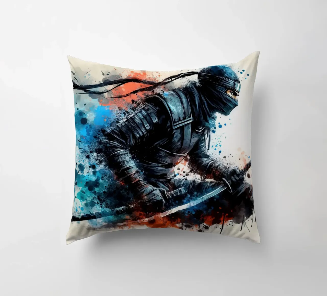 acquerello di un guerriero ninja cuscino da 🎁 ARTVI-SHOP