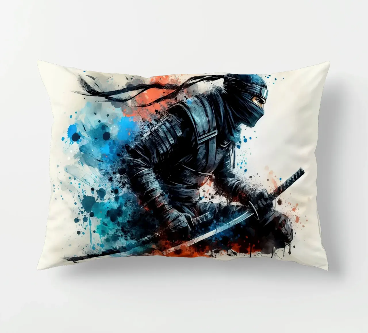 acquerello di un guerriero ninja cuscino da 🎁 ARTVI-SHOP