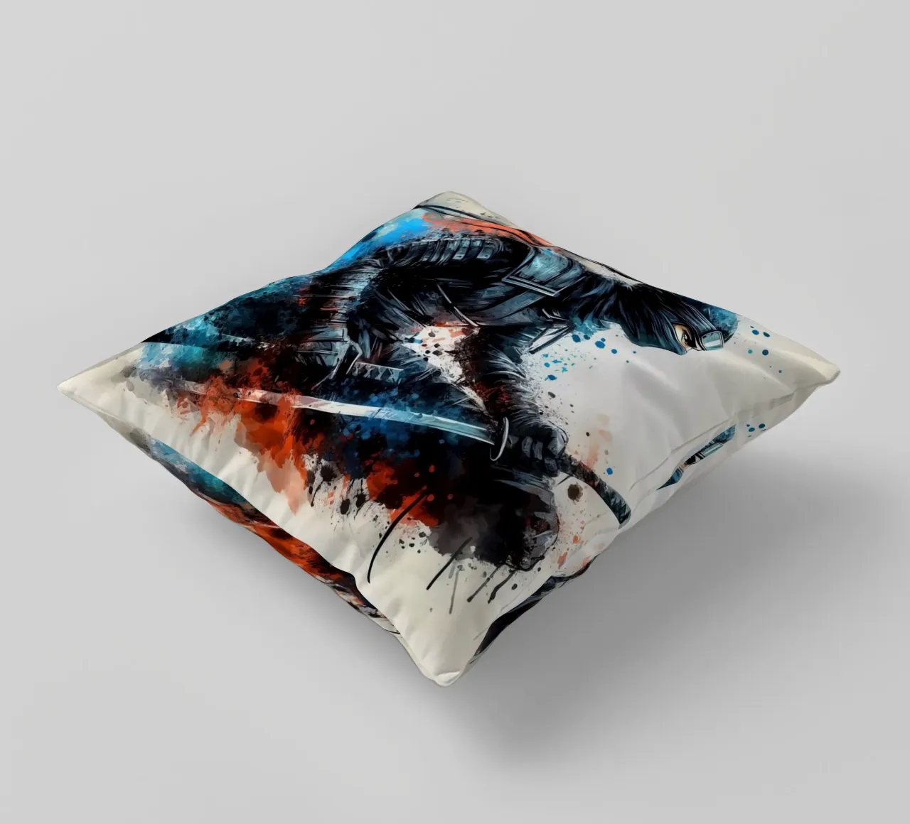 acquerello di un guerriero ninja cuscino da 🎁 ARTVI-SHOP