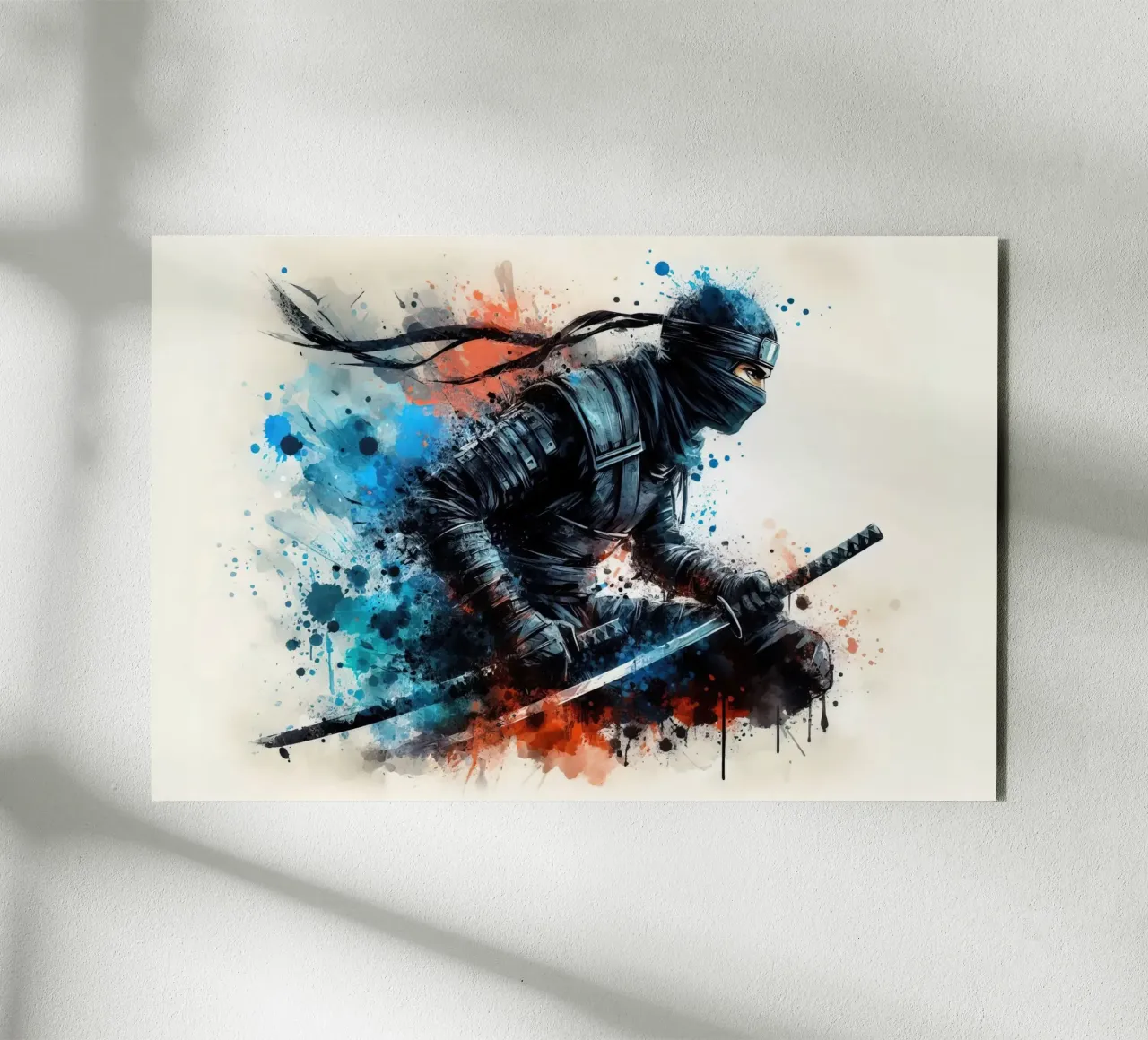 watercolor of a ninja warrior alu-dibond by 🎁 ARTVI-SHOP