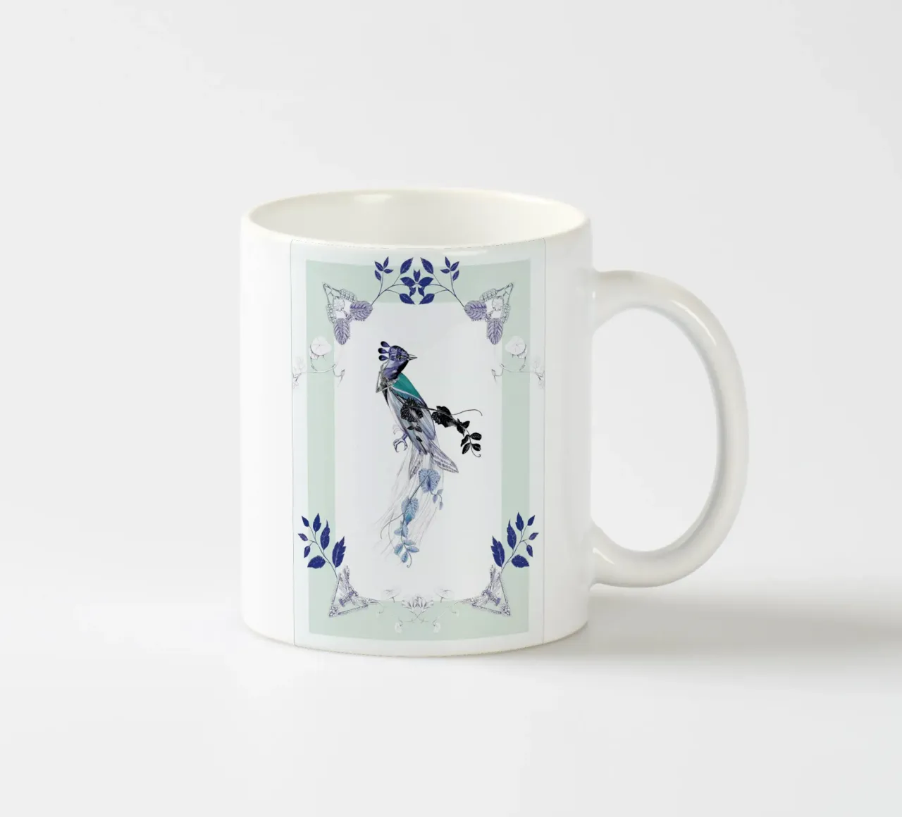 Magpie Bird Mint tazza in ceramica da La Scarlatte