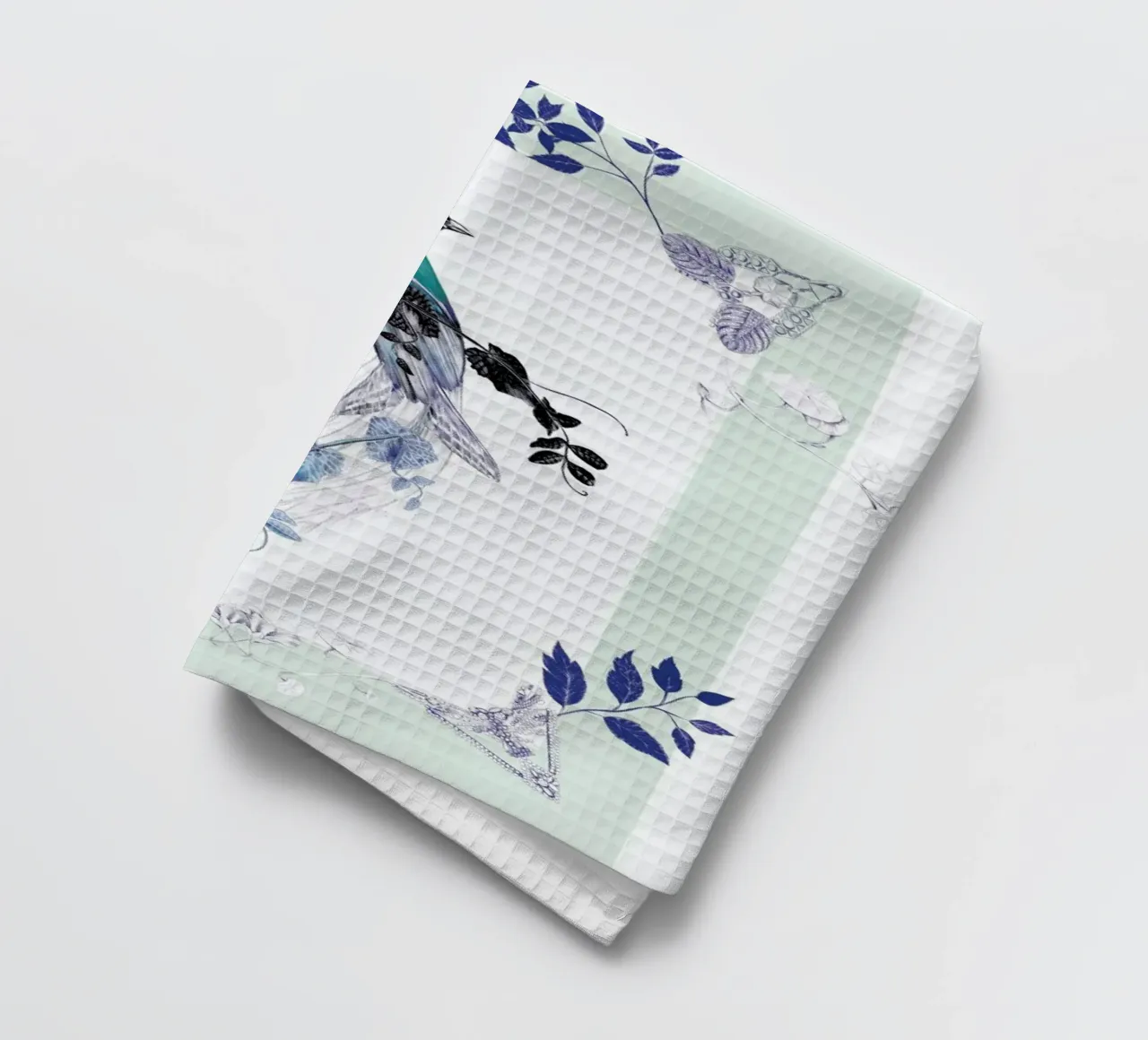 Magpie Bird Mint canovaccio da cucina da La Scarlatte