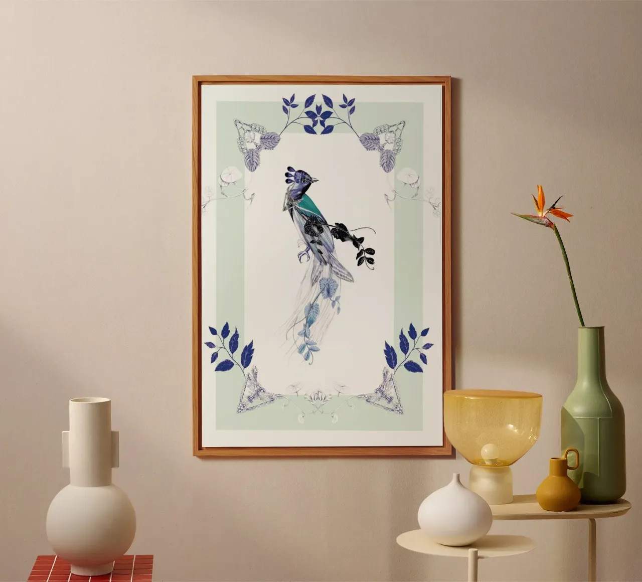 Magpie Bird Mint alluminio dibond da La Scarlatte