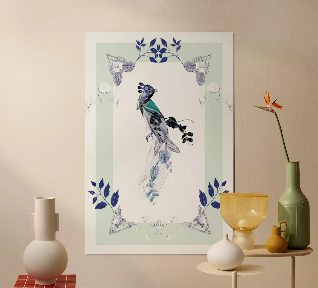 Magpie Bird Mint carta hahnemühle da La Scarlatte