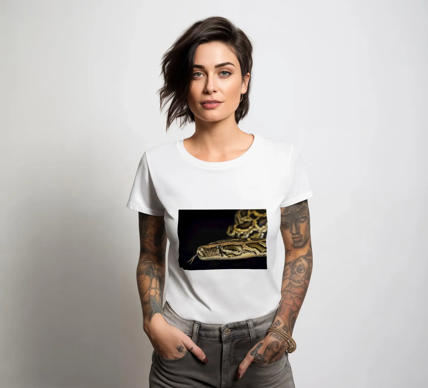 Python Headshot women's fitted t-shirt by Curious Collections by Marielle Leenders
