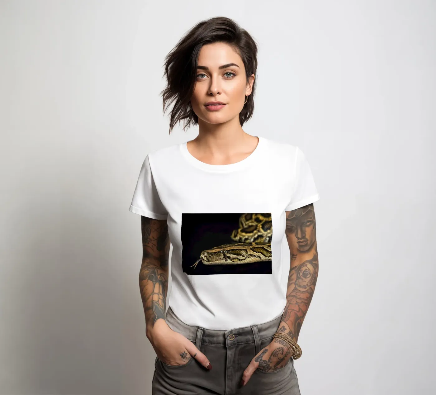 Python Headshot women's fitted t-shirt by Curious Collections by Marielle Leenders