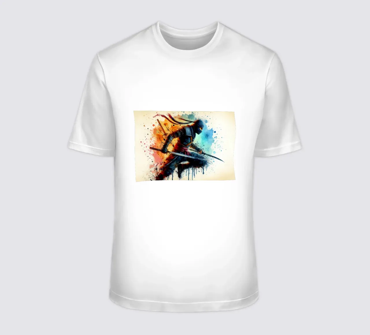 Ninja warrior in watercolor t-shirt by 🎁 ARTVI-SHOP