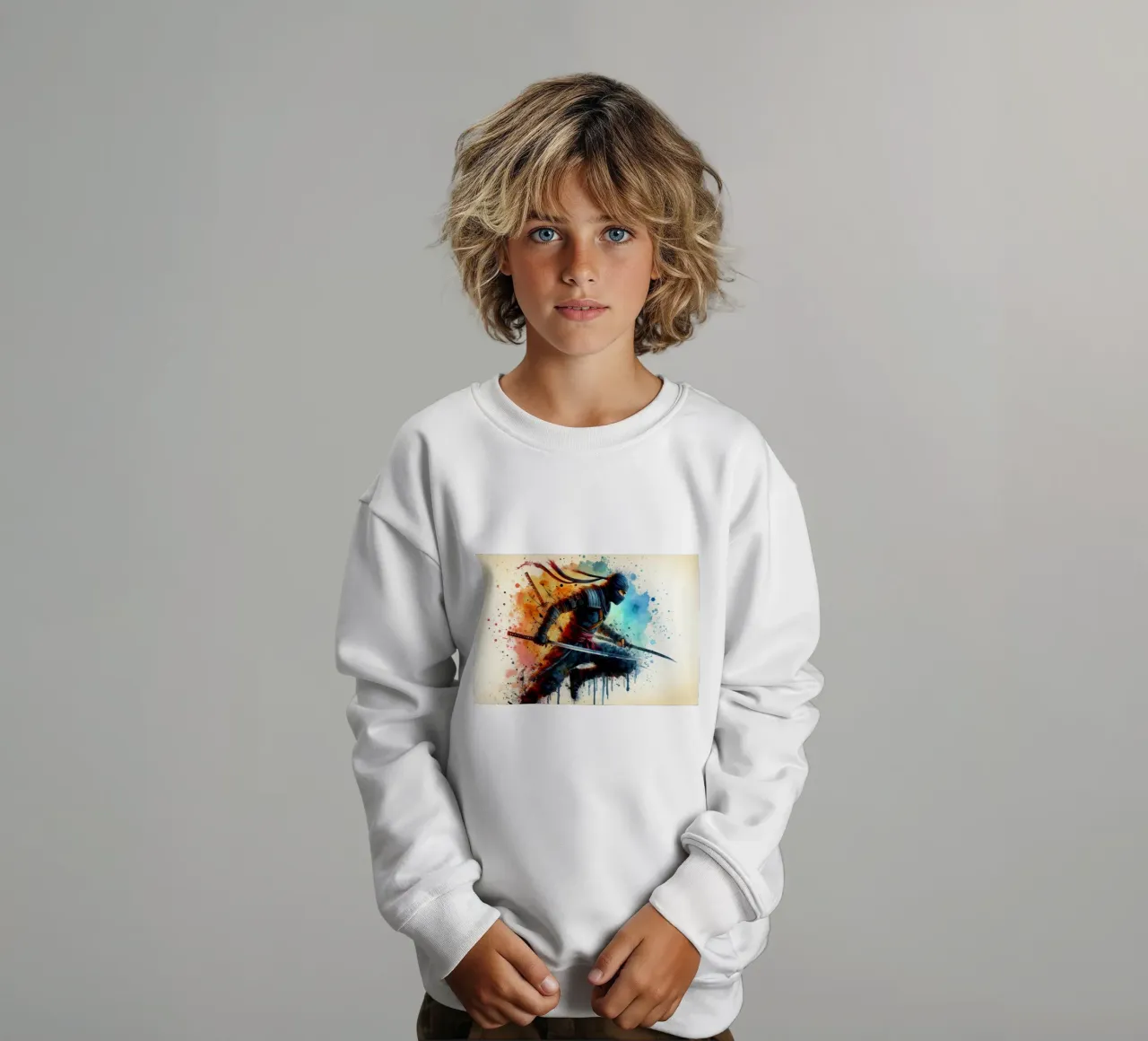 Guerriero ninja in acquerello felpa bambino da 🎁 ARTVI-SHOP