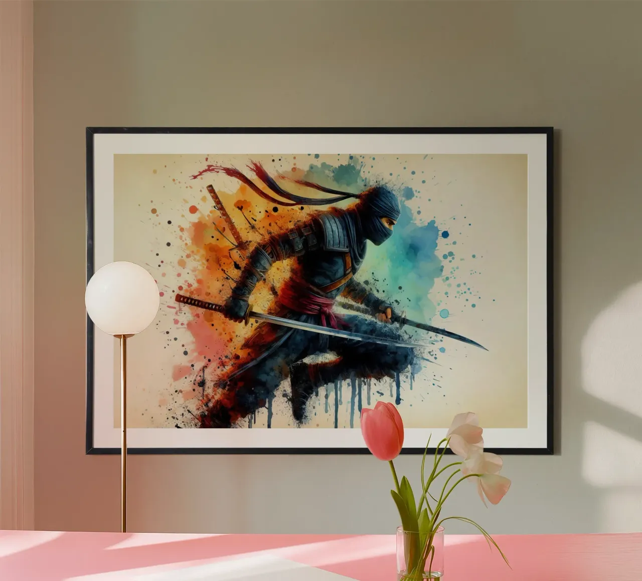 Ninja-Krieger in Aquarell Hahnemühle von 🎁 ARTVI-SHOP