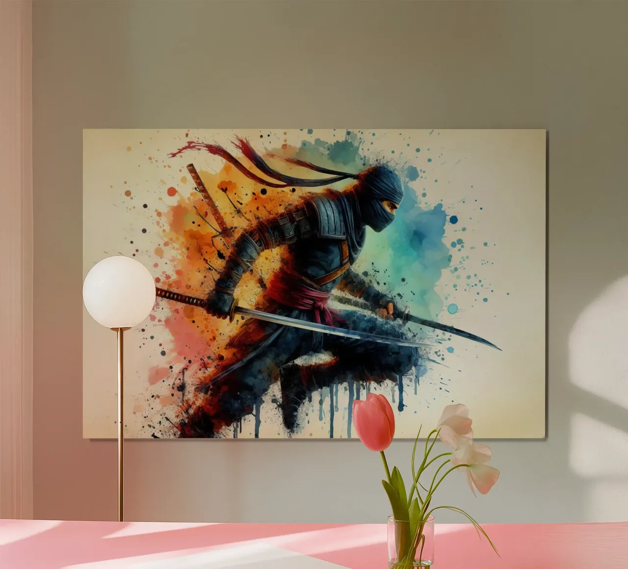 Ninja-Krieger in Aquarell Hahnemühle von 🎁 ARTVI-SHOP