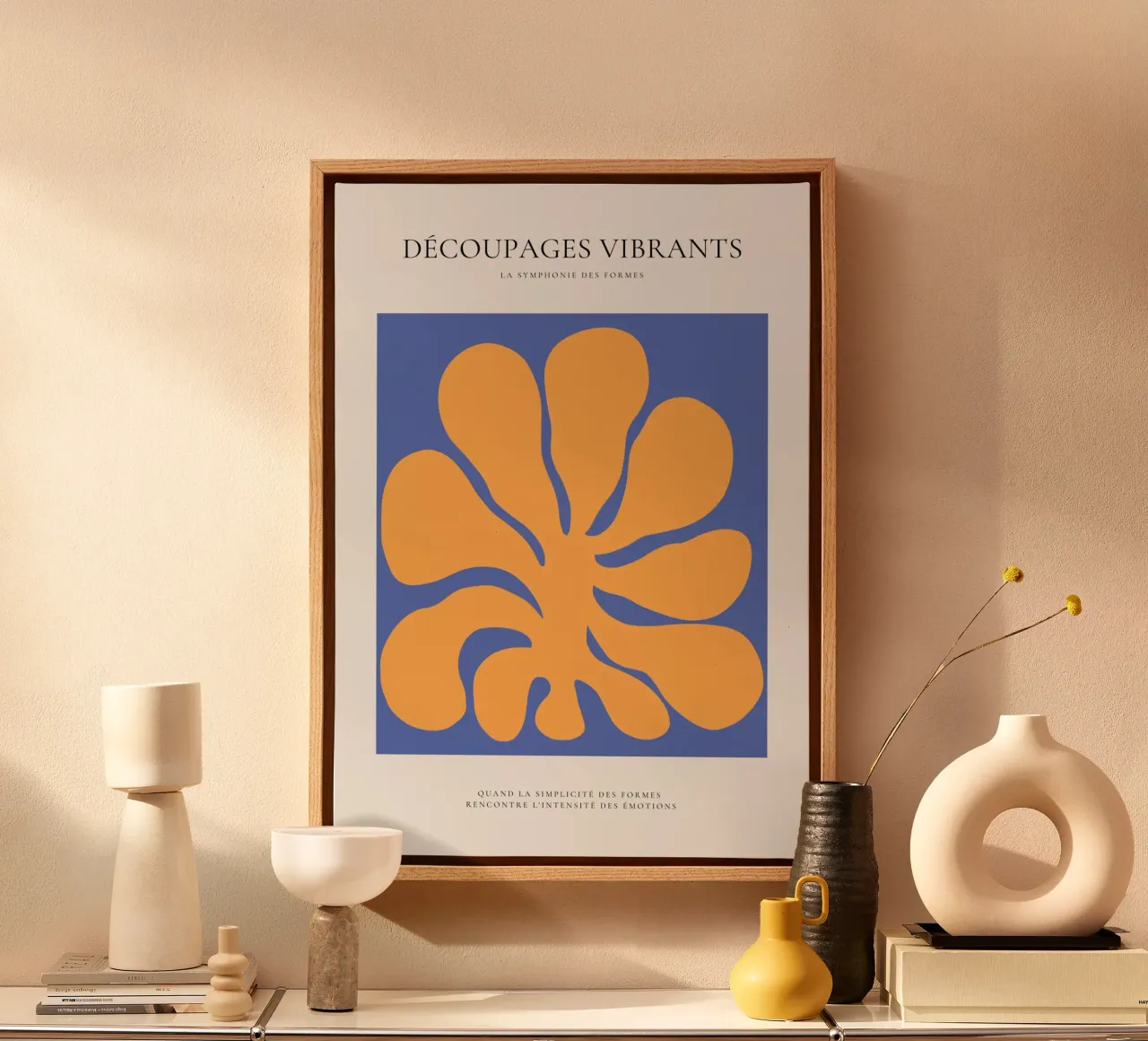 Bloemenwervel canvas met Baklijst van RS LAB STUDIO