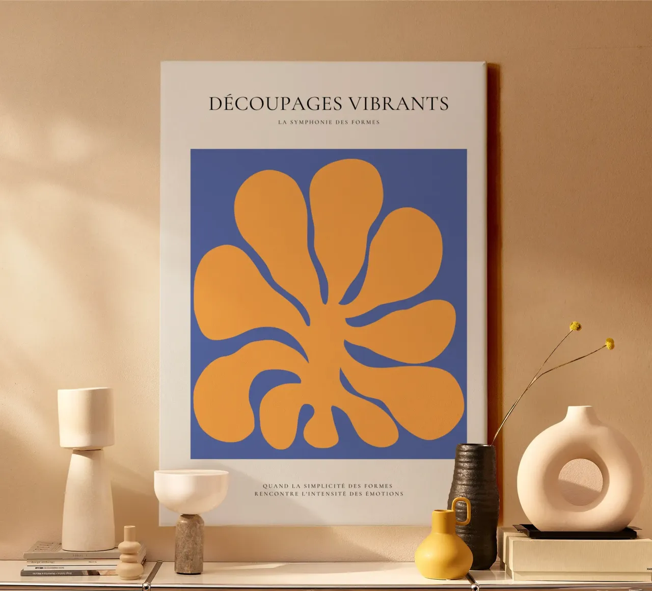 Bloemenwervel canvas met Baklijst van RS LAB STUDIO