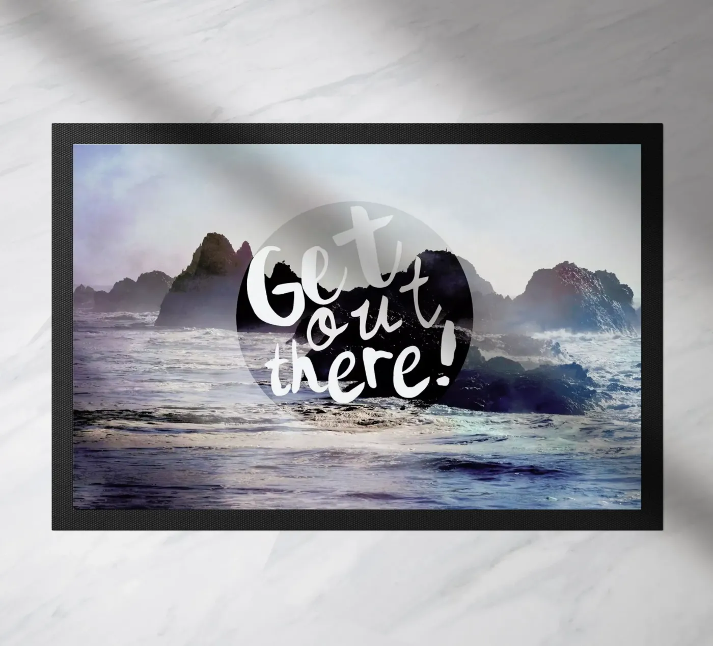 Get Out There doormat by Robin Delean