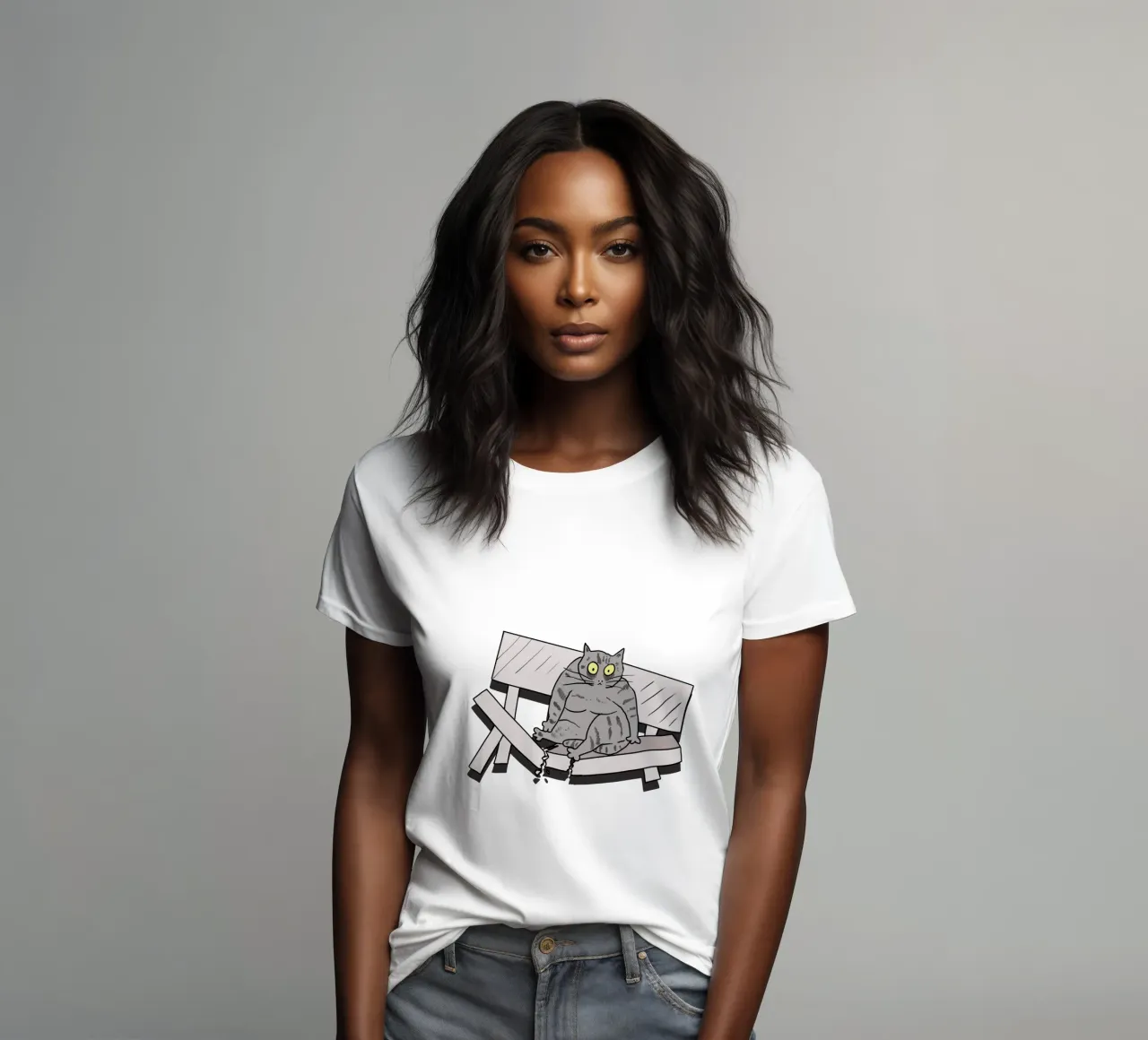 The Cat and the Broken Bench t-shirt da donna da edsonramosart