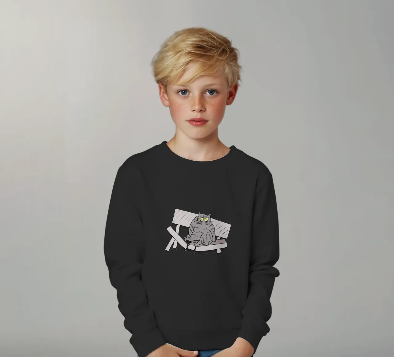 The Cat and the Broken Bench felpa bambino da edsonramosart