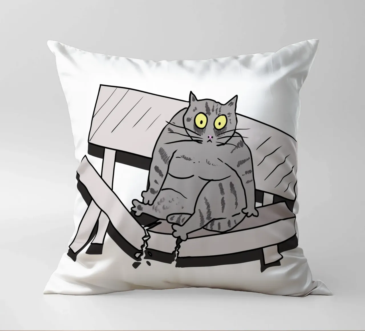 The Cat and the Broken Bench cuscino da edsonramosart