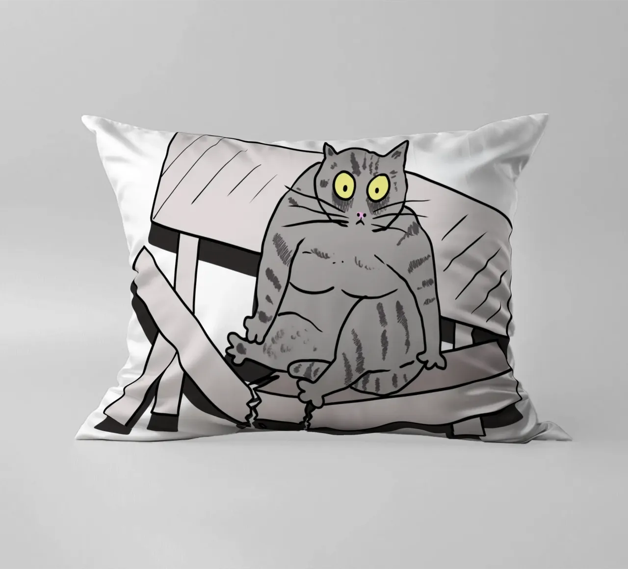 The Cat and the Broken Bench cuscino da edsonramosart