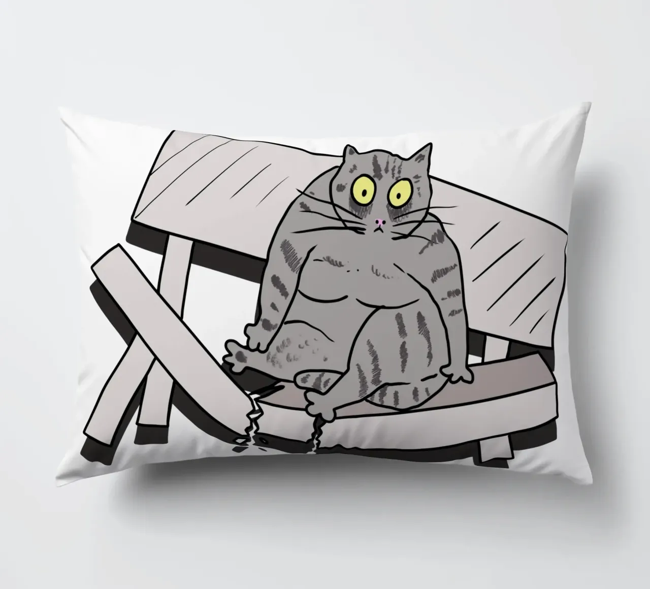 The Cat and the Broken Bench cuscino da edsonramosart