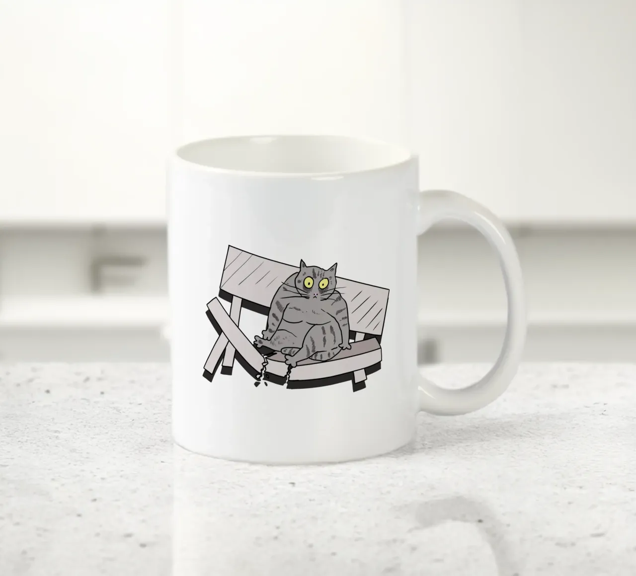 The Cat and the Broken Bench tazza in ceramica da edsonramosart