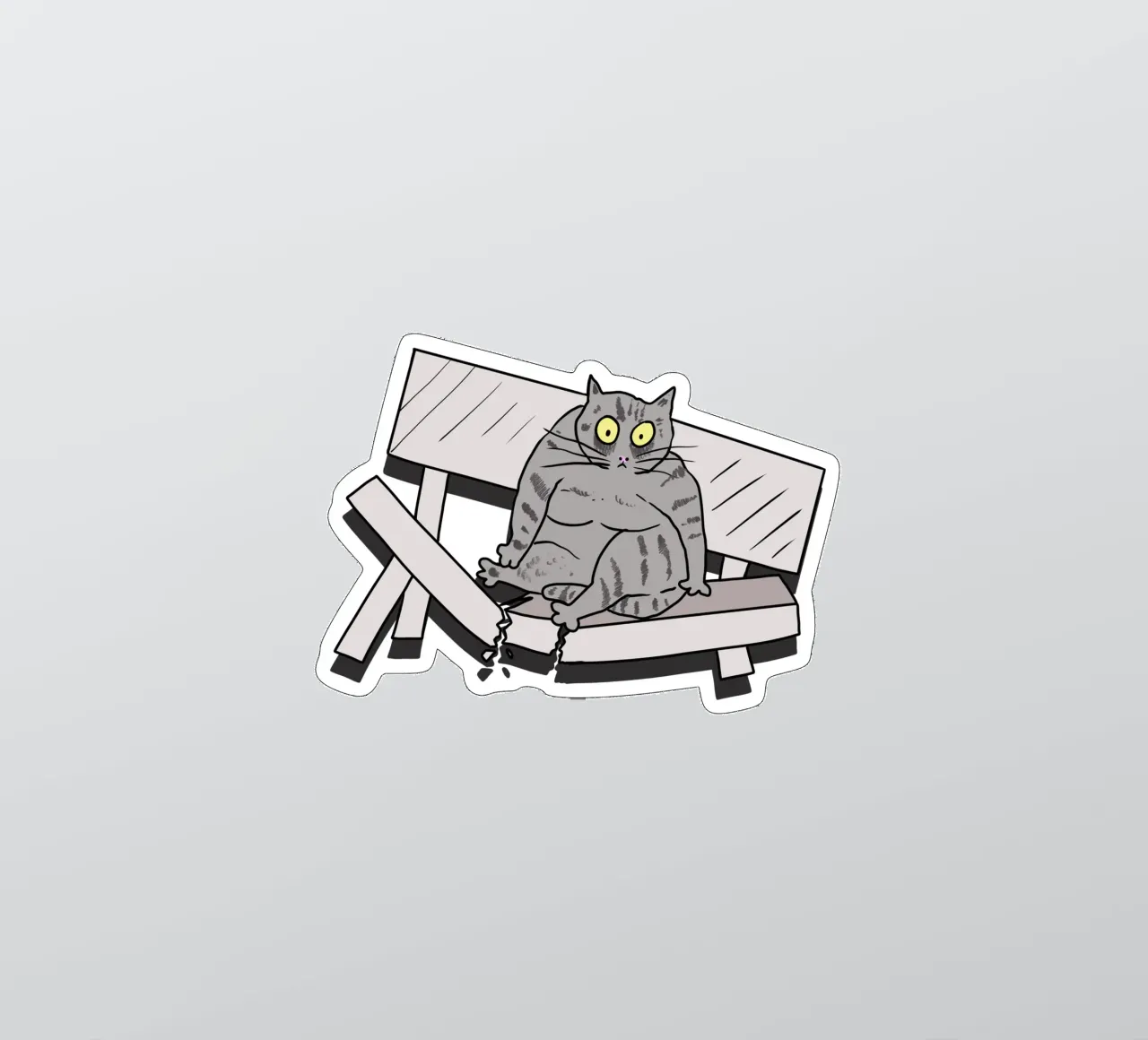 The Cat and the Broken Bench pegatina de edsonramosart