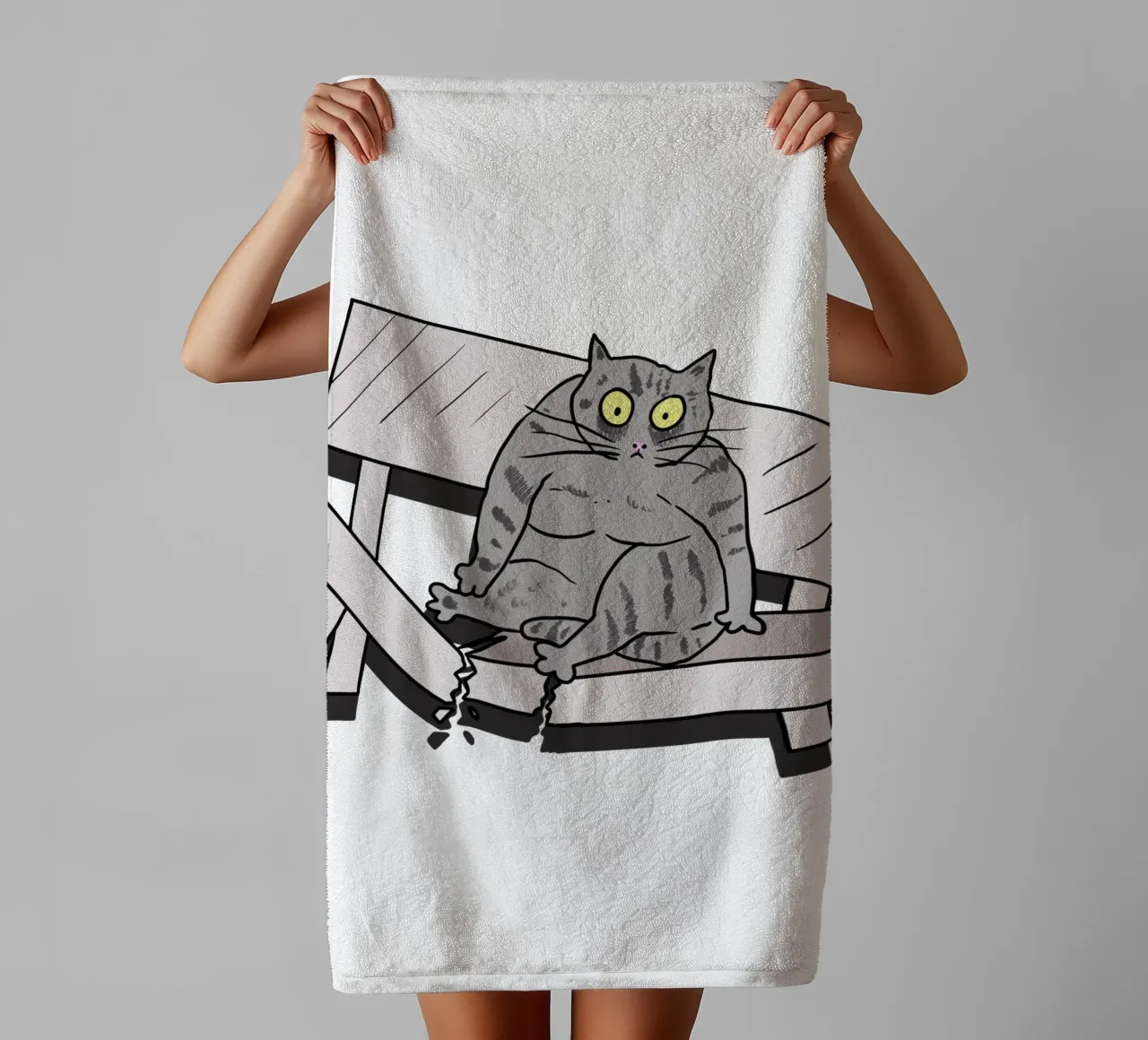 The Cat and the Broken Bench asciugamano da bagno da edsonramosart