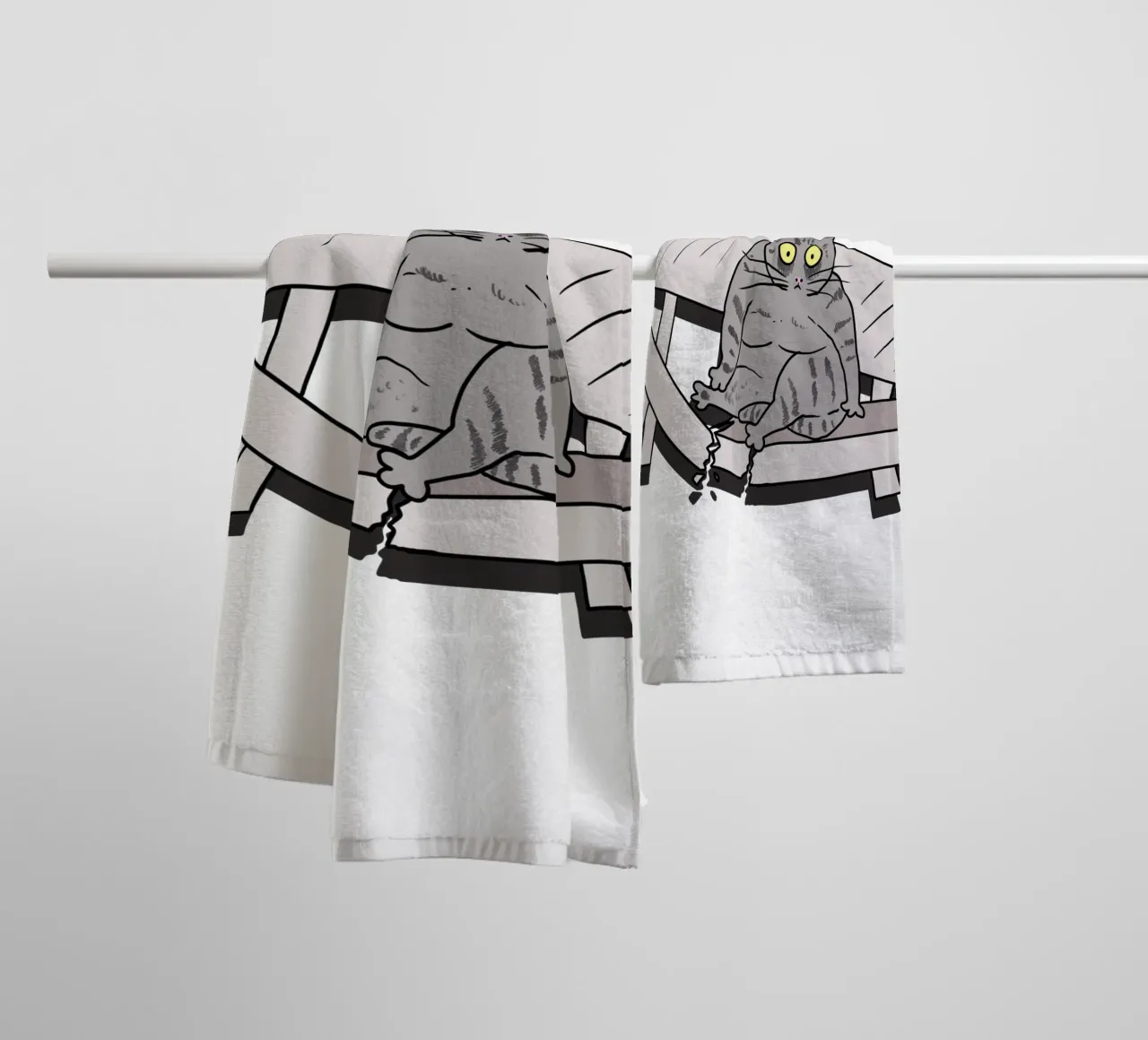 The Cat and the Broken Bench asciugamano da bagno da edsonramosart