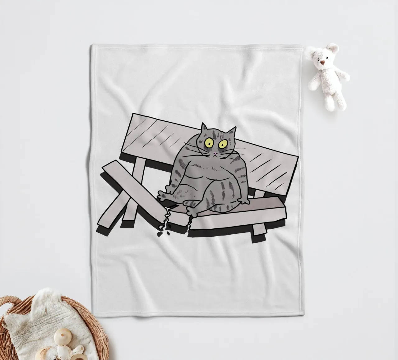 The Cat and the Broken Bench coperta in pile da edsonramosart