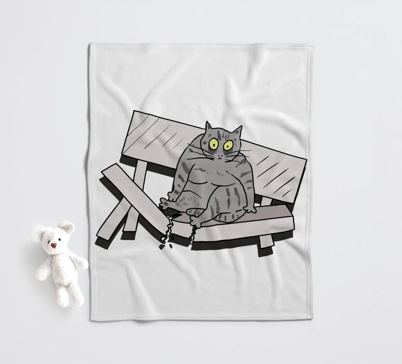 The Cat and the Broken Bench coperta in pile da edsonramosart