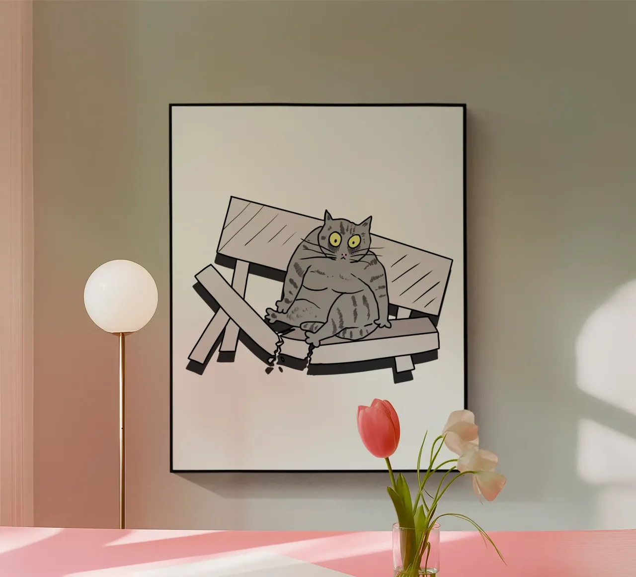 The Cat and the Broken Bench metacrilato de edsonramosart