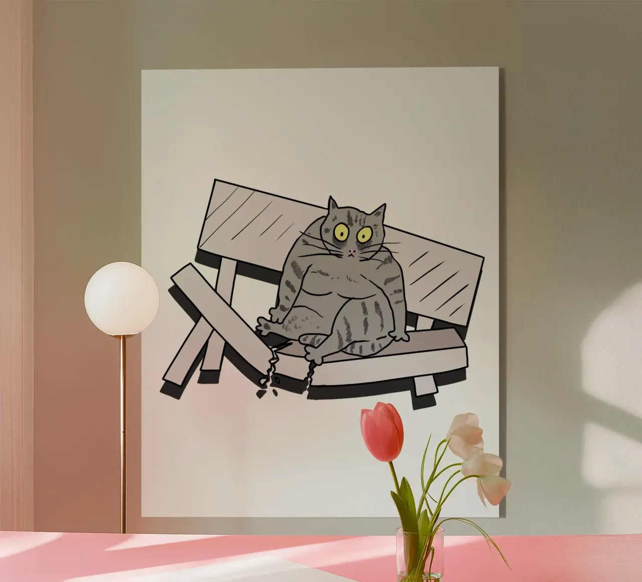 The Cat and the Broken Bench metacrilato de edsonramosart