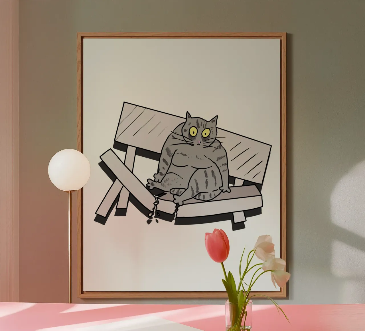 The Cat and the Broken Bench alluminio dibond da edsonramosart